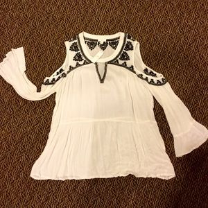 Open Shoulder Long Sleeve Blouse, Large